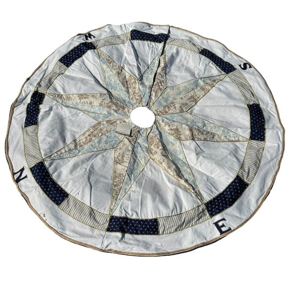 Trimsetter By Dillard’s Nautical Navy Ocean Christmas Tree Skirt 60” NWT - Picture 1 of 6